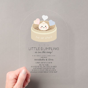 Invitaciones Acrílicas Revelación de género de pequeño dumpling al vapor