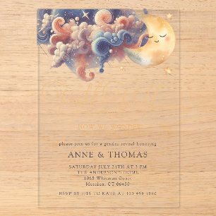 Invitaciones Acrílicas Revelación de género de Twinkle Little Star Fiesta