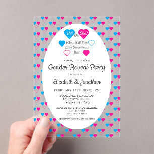 Invitaciones Acrílicas Revelación del género del Día de San Valentín Pequ