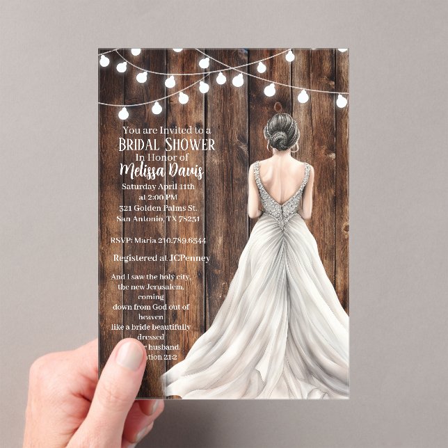 Invitaciones Acrílicas Revelation 21:2 Bridal Shower Invitation (Insitu (portátil))