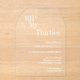Invitaciones Acrílicas RIP 30s 40th Birthday Party