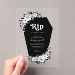 Invitaciones Acrílicas Rip a mis 20 divertidos y transparentes cumpleaños<br><div class="desc">Celebrar nuevos comienzos con esta divertida invitación acrílica de cumpleaños 30 de Rip 20s. Con un diseño llamativo, elementos góticos y tipografía retro, esta invitación agrega un toque de humor al duelo por sus 20 años. Los acentos florales en blanco y negro y la vibración de Halloween lo hacen perfecto...</div>