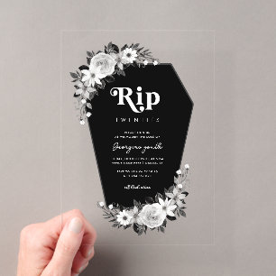 Invitaciones Acrílicas RIP a mis 20s Divertido Transparente Cumpleaños 30