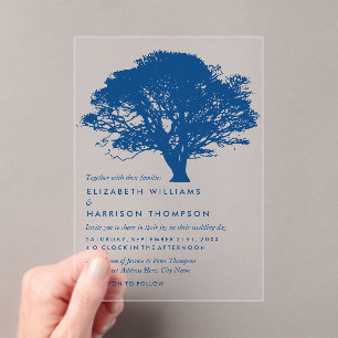 Invitaciones Acrílicas Roble Azul, Boda Rústica y Minimalista