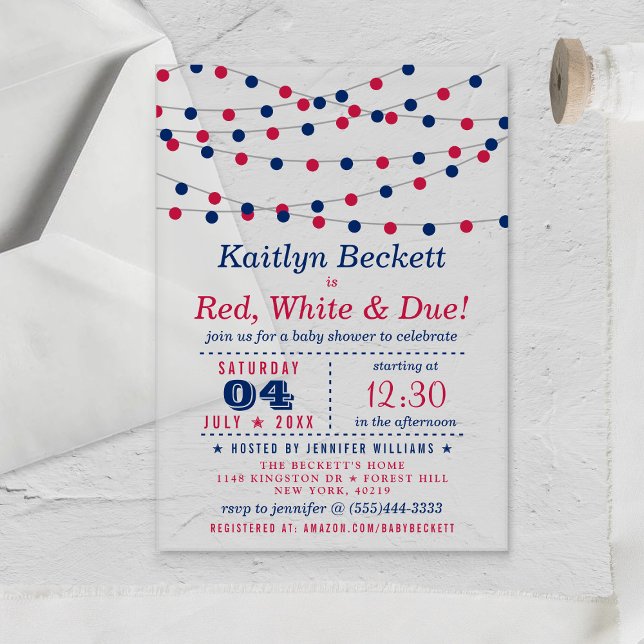 Invitaciones Acrílicas Rojo, blanco y debido | 4 De Julio Baby Shower (Subido por el creador)