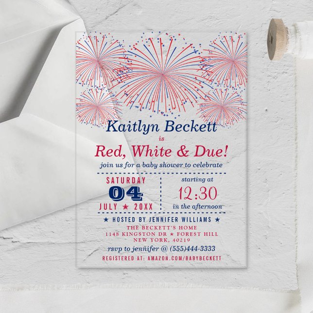 Invitaciones Acrílicas Rojo, blanco y debido | 4 De Julio Baby Shower (Subido por el creador)