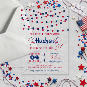 Invitaciones Acrílicas ¡Rojo, Blanco y Dos! Fiesta de cumpleaños número 2