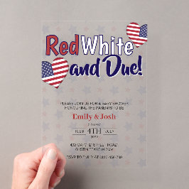 Invitaciones Acrílicas Rojo Blanco y Esperado 4 de Julio Celebración de C