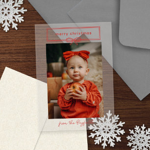 Invitaciones Acrílicas Rojo Cálido Hermoso Arco Foto Feliz Navidad