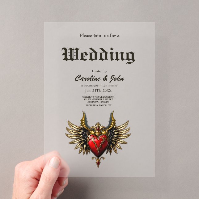 Invitaciones Acrílicas Romance Gótico, el corazón de la pasión.  (Insitu (portátil))