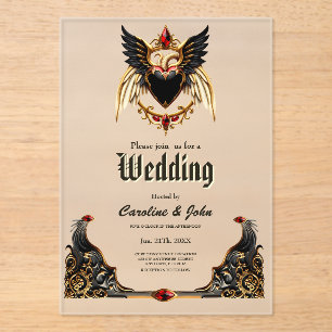 Invitaciones Acrílicas Romance gótico, en las sombras del amor