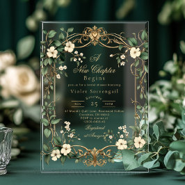 Invitaciones Acrílicas Romantasy Nuevo Capítulo Art Nouveau Despedida de