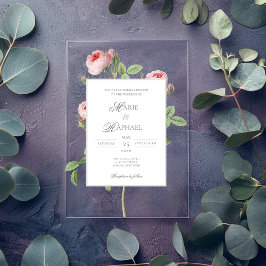 Invitaciones Acrílicas Romantic Chic French Rose Botanical Wedding