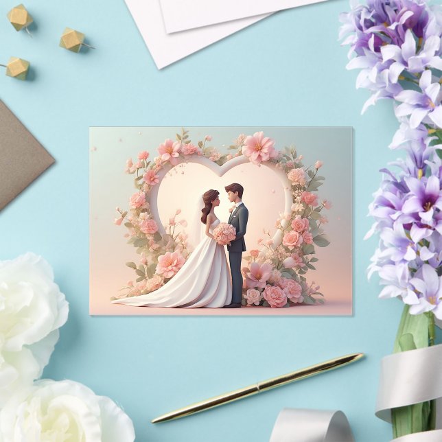 Invitaciones Acrílicas Romantic Wedding Couple Silhouette (Insitu (Boda))