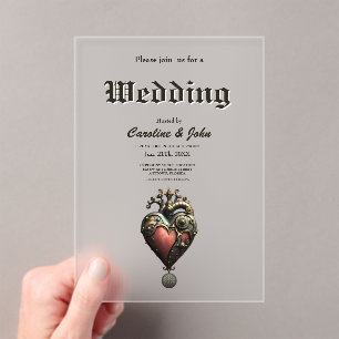 Invitaciones Acrílicas Romanticismo en las ruedas y tubos del alma de vap
