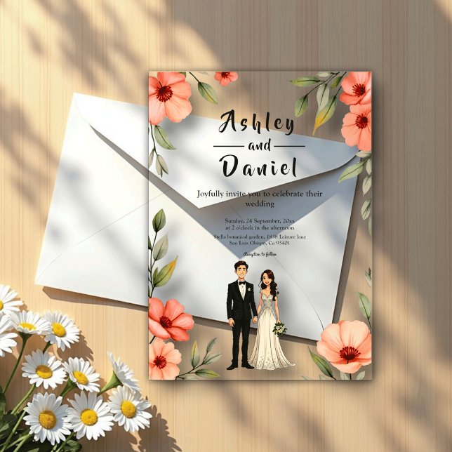 Invitaciones Acrílicas Romántico Boda De Jardín Floral Novia Y Groom (Subido por el creador)
