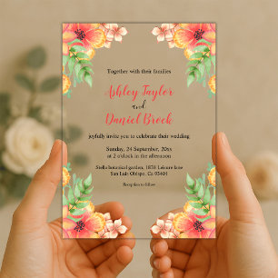 Invitaciones Acrílicas Romántico Boda Floral Boho Summer