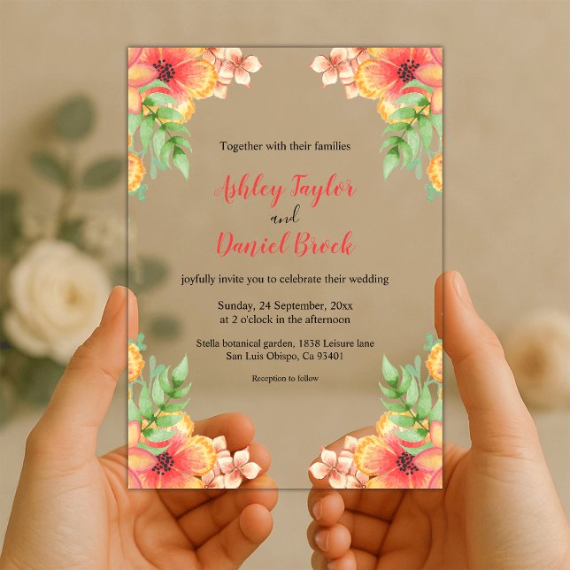 Invitaciones Acrílicas Romántico Boda Floral Boho Summer (Subido por el creador)
