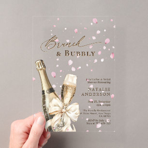 Invitaciones Acrílicas Rompientes Burbujas Rosadas Románticas para Bridal