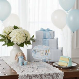 Invitaciones Acrílicas Ropa de Niño Conejo Lindo Línea de Bebé Shower