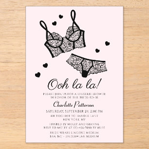 Invitaciones Acrílicas Ropa interior ducha de novia Bragas fiesta de desp