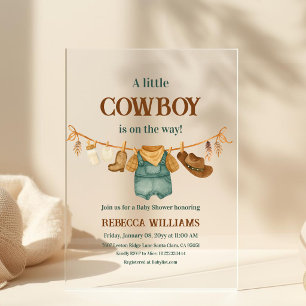 Invitaciones Acrílicas Ropa Vaquera de Vaquero con Estampado de Vaca Líne