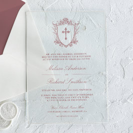 Invitaciones Acrílicas Rosa  Boda católico de Victoria