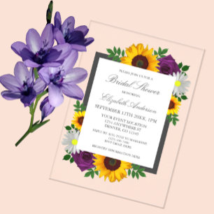 Invitaciones Acrílicas Rosa de girasol Daisy Autumn Floral Bridal Shower