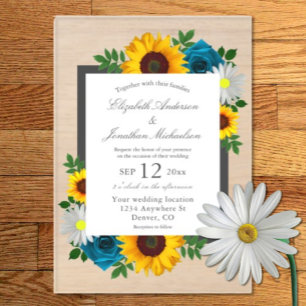 Invitaciones Acrílicas Rosa de girasol Daisy Floral Boda