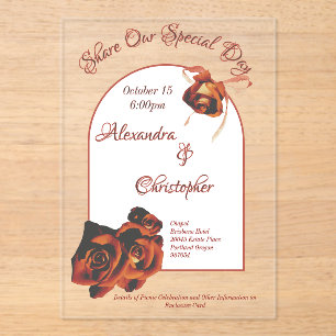Invitaciones Acrílicas Rosa de paz Boda