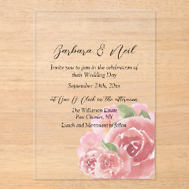 Invitaciones Acrílicas Rosa de Rubor Botánico