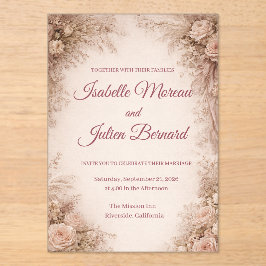 Invitaciones Acrílicas Rosa del Desierto – Duna y Floración Boda