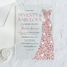 Rosa Dorado Sparkle Vestido 70 cumpleaños