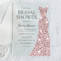 Rosa Dorado Sparkle Vestido Bridal Shower