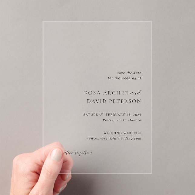 Invitaciones Acrílicas Rosa Elegant Modern Wedding Save the Date (Insitu (portátil))