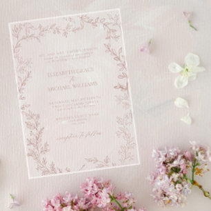 Invitaciones Acrílicas Rosa elegante clásico formal con  elegante Boda de