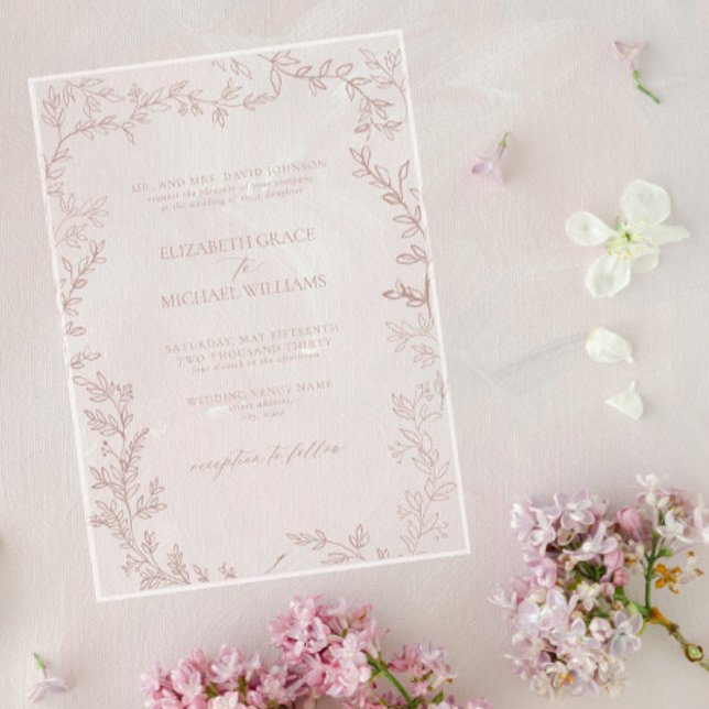 Invitaciones Acrílicas Rosa elegante clásico formal con  elegante Boda de (Subido por el creador)