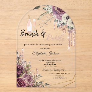 Invitaciones Acrílicas Rosa Gold Dris Floral Bridal Shower