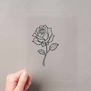 Invitaciones Acrílicas Rosa minimalista en arte de línea elegante floral 