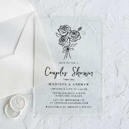 Invitaciones Acrílicas Rosa negro de mano Parejas con ducha de novia