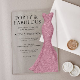 Invitaciones Acrílicas Rosa Oro Rosa 40 y fabuloso 40 cumpleaños