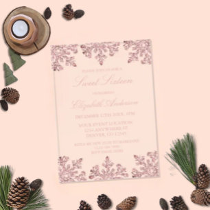 Invitaciones Acrílicas Rosa oro rosa copo de nieve invierno dulces 16