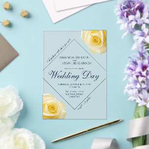 Invitaciones Acrílicas Rosas Amarillas Elegantes Flor Floral Boda