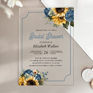 Invitaciones Acrílicas Rosas Azules Polvorientas Girasoles Despedida de S