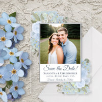 Rosas Azules Polvorientas y Foto de Boda Save the 