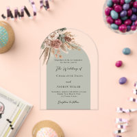 Rosas beige verde sabio pampas boda transparente