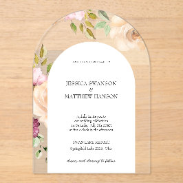 Invitaciones Acrílicas Rosas bohemios de Rubor Boda acuarela floral