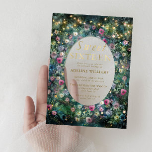 Invitaciones Acrílicas Rosas boscosos encantados dulces de bosque de hada