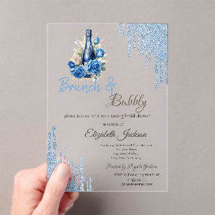 Invitaciones Acrílicas Rosas de vino azul Drips Bridal Shower