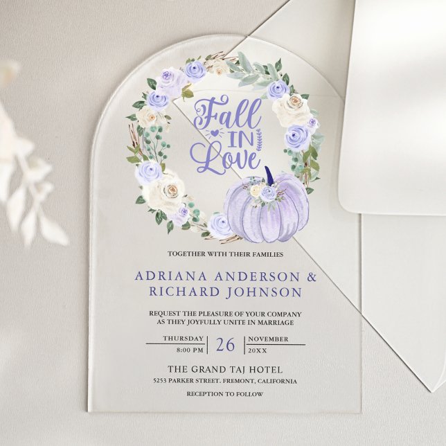 Invitaciones Acrílicas Rosas Lavanda Calabaza Boda (Subido por el creador)
